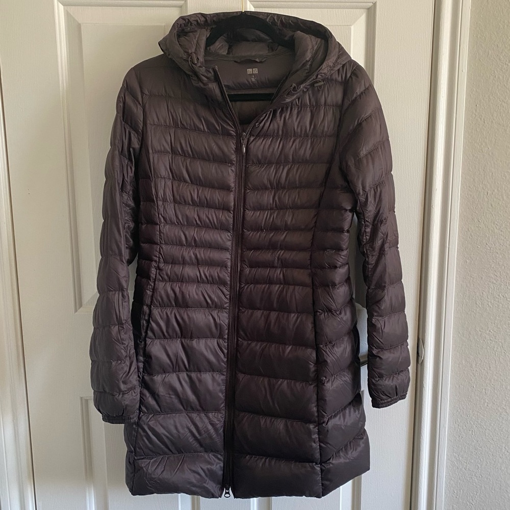 Uniqlo Ultra Light Down Coat, Dark Brown, Size Small